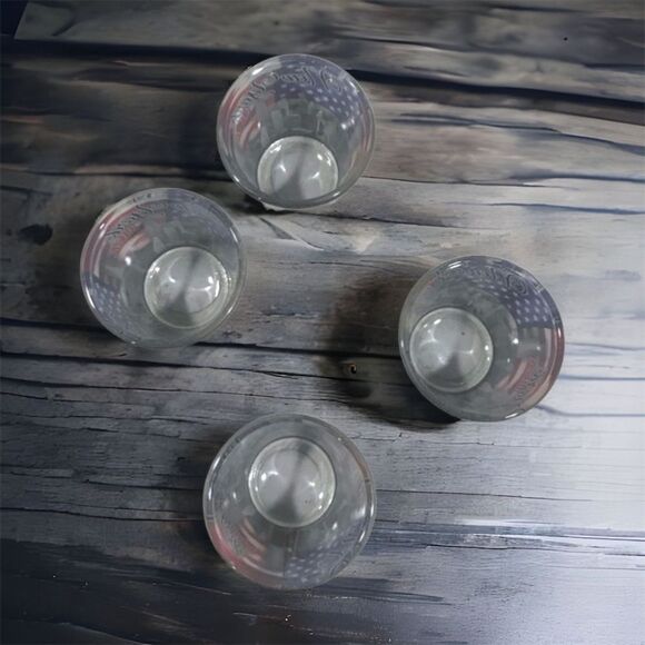 4 USA Flag New York Landscape Frosted Smokey Black Shot Glasses Set NWT!! - Picture 3 of 4